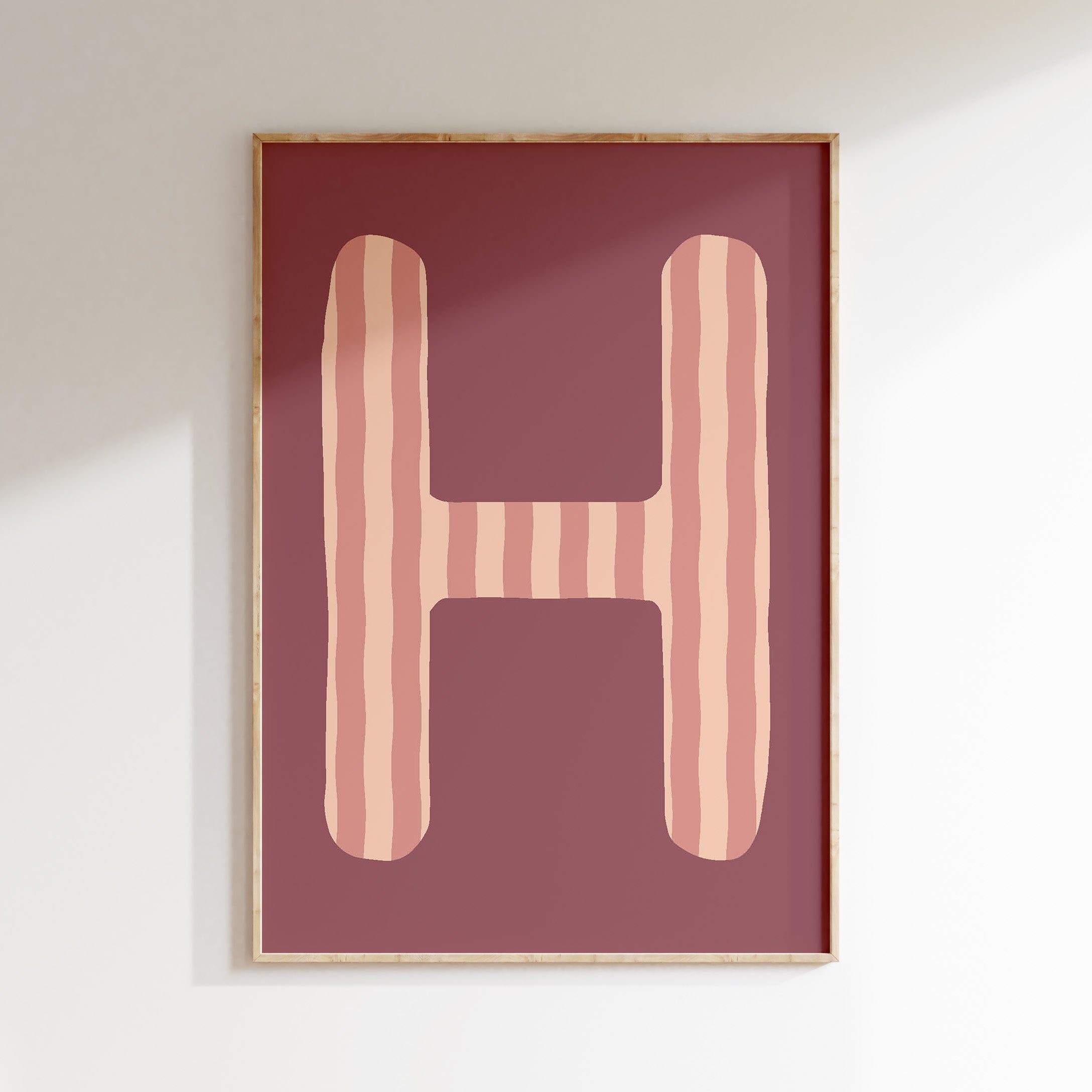 Letterposter Wavy Stripes - peach pink