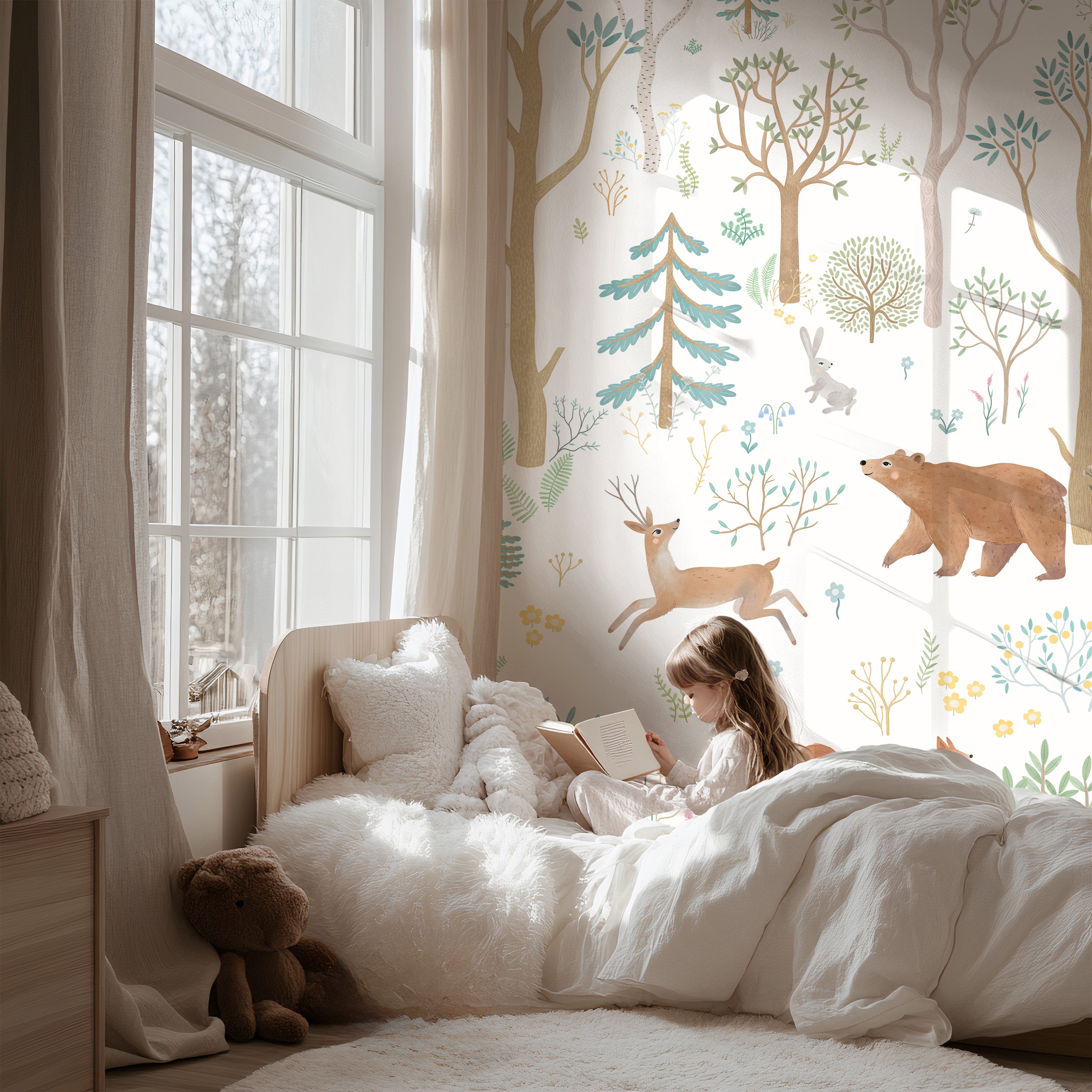 Collage behang Dieren in het bos (aanbieding)