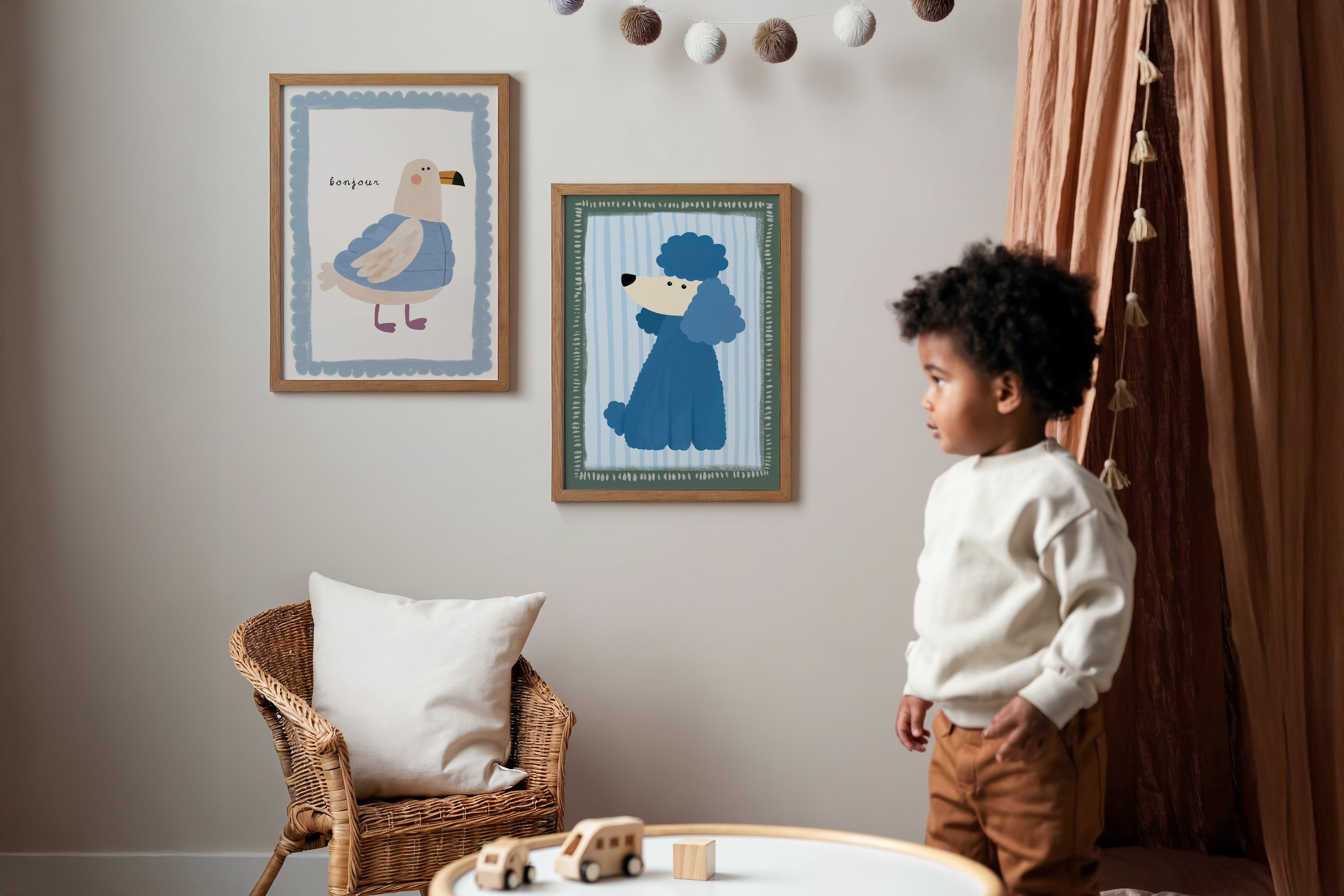 Kinderkamer print - Blue Poodle