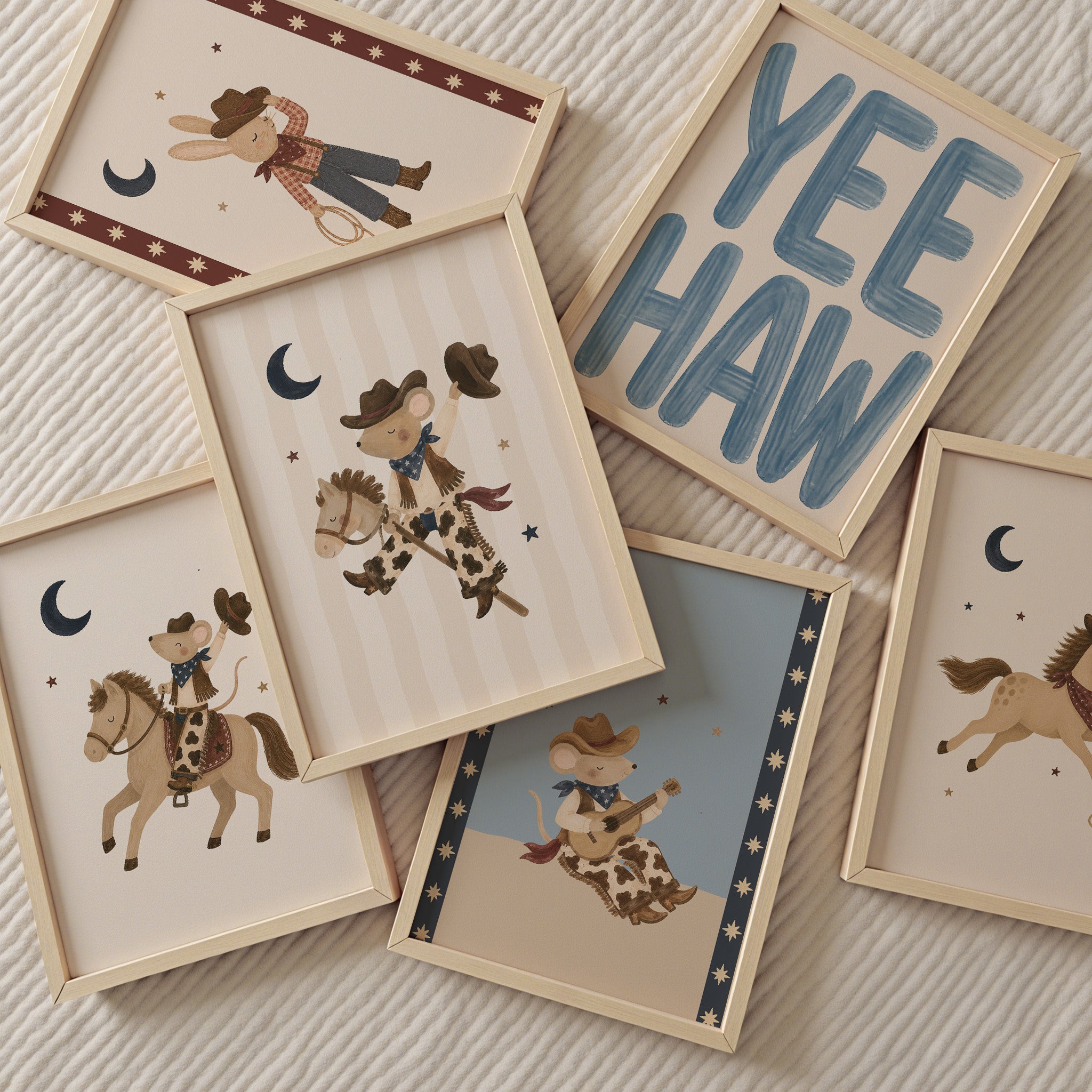 Kinderkamer poster - Cowboy muis te paard