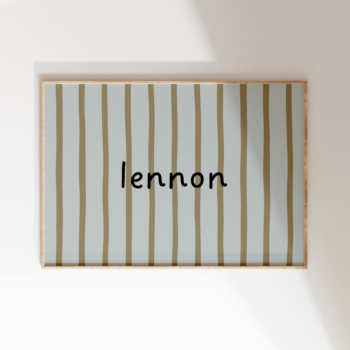 Horizontale gepersonaliseerde Flow Stripes naamposter in mist