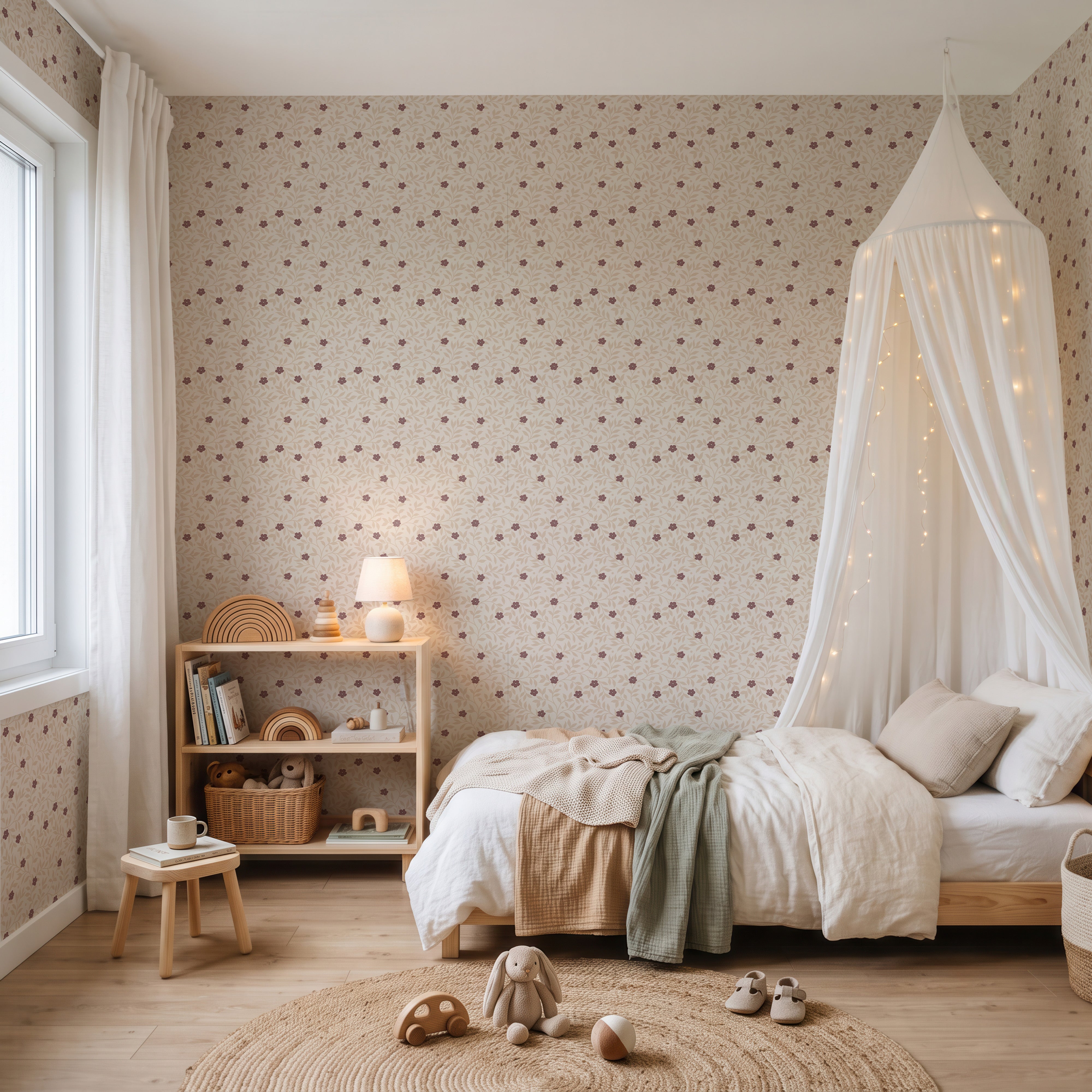 Behang Petite Blossom - plum