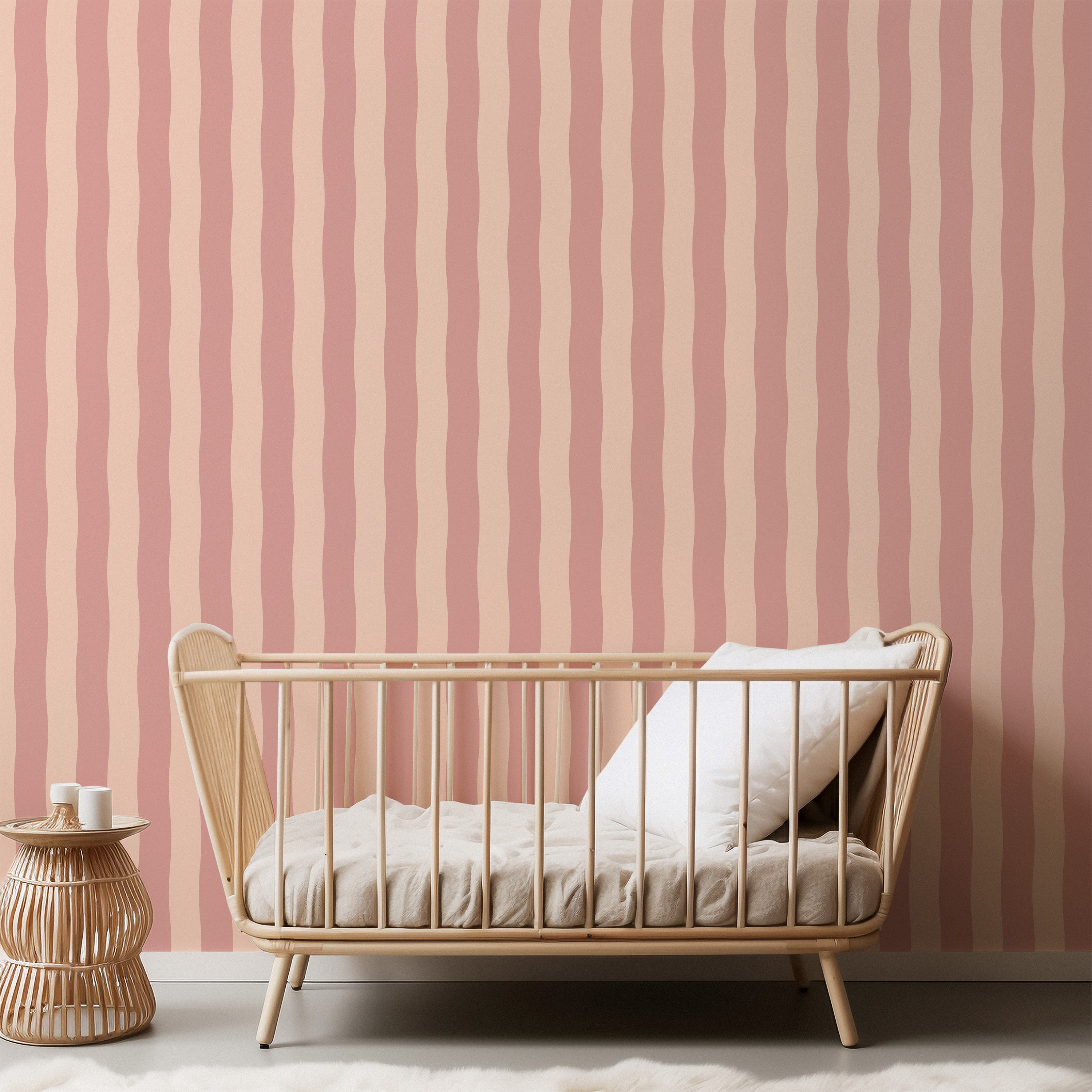 Wallpaper Wavy Stripes - peach pink