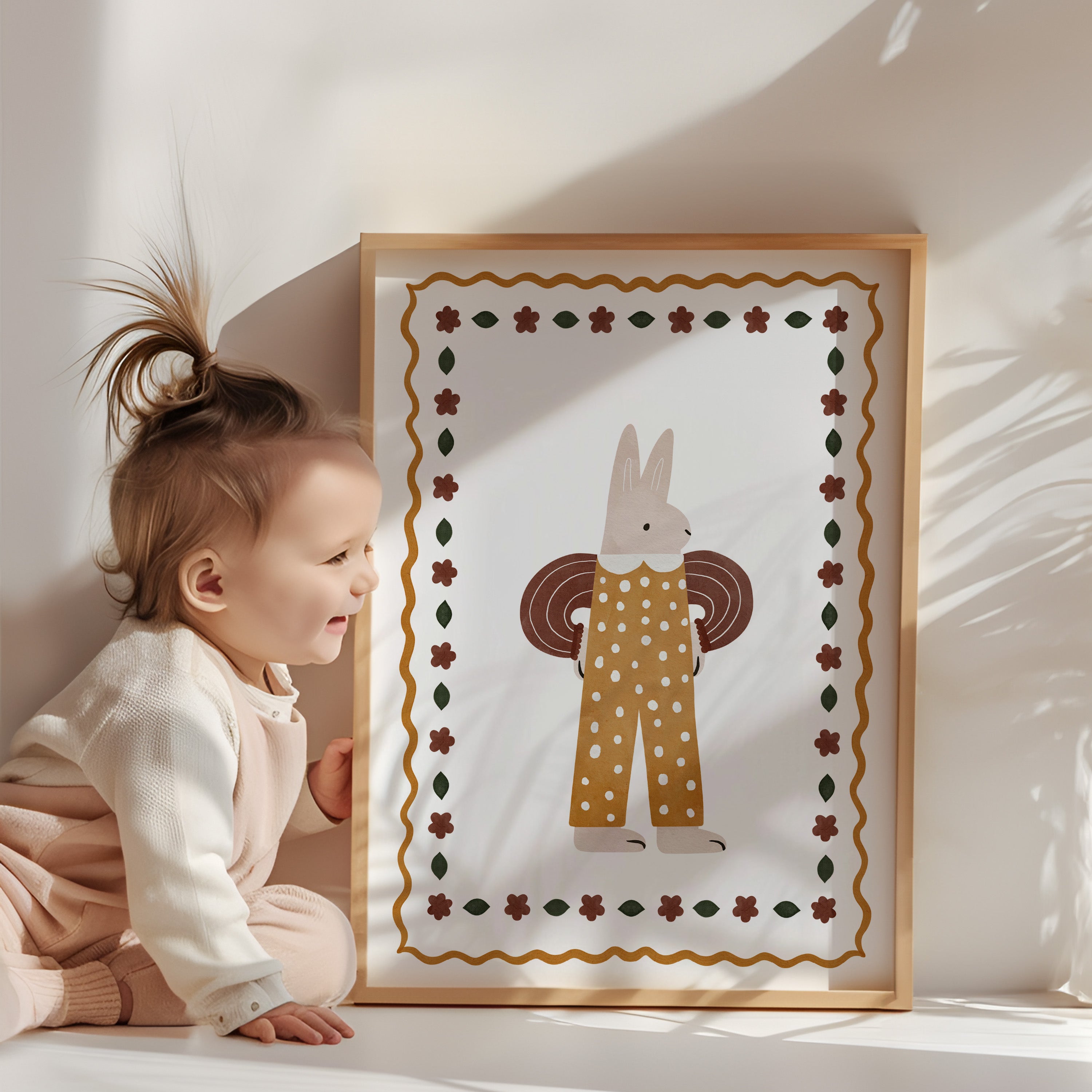 Retro nursery poster - Rabbit with accordion