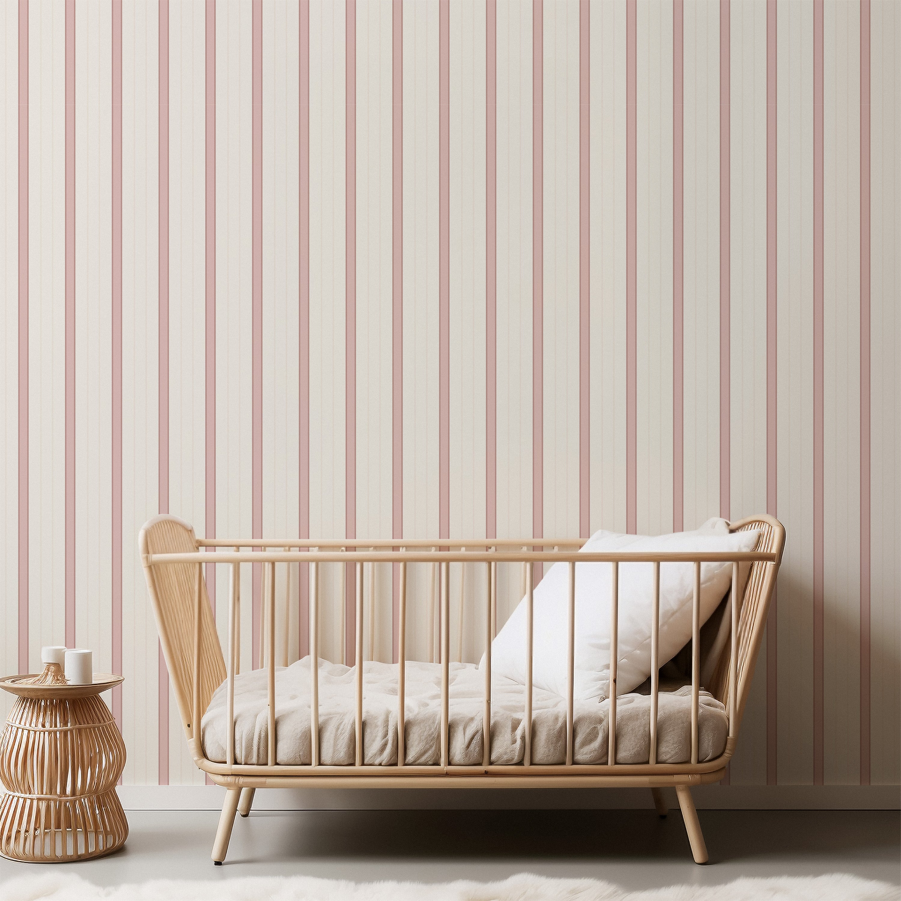 Wallpaper Sweet Stripes - soft pink