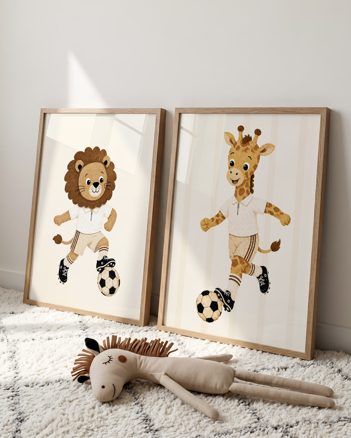 Kinderkamer poster - Voetballer giraf