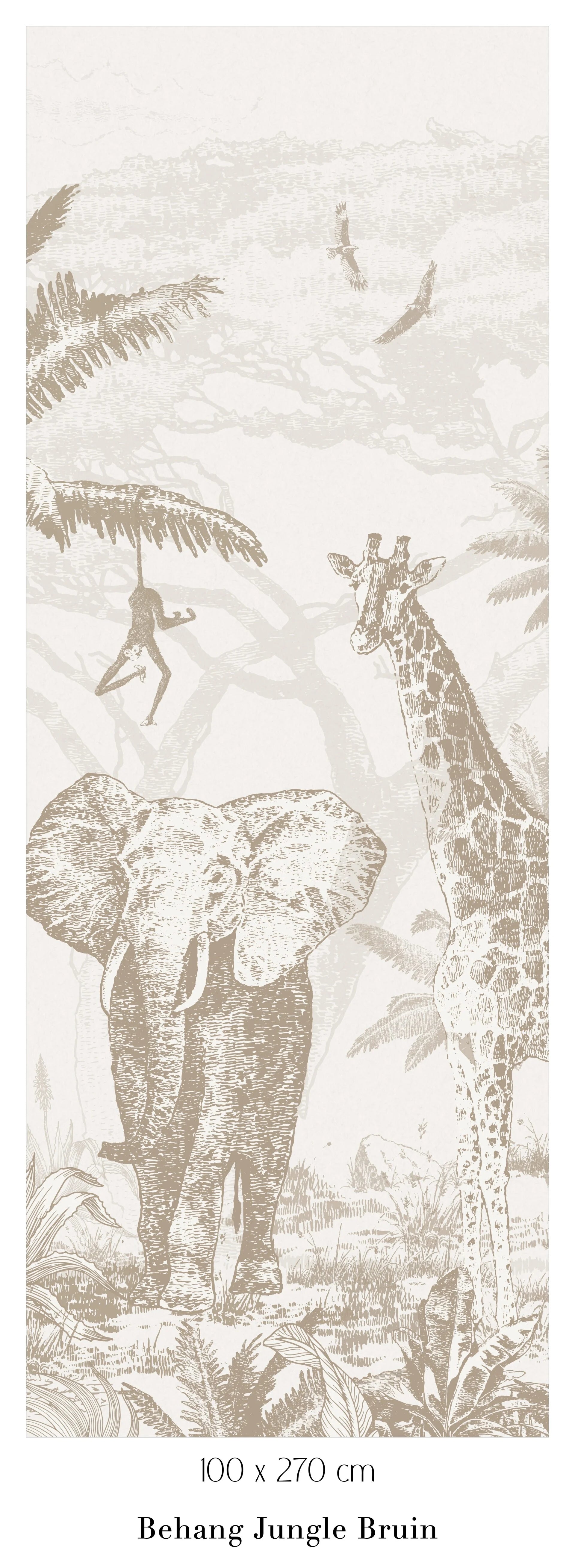 Collage behang Jungle - bruin