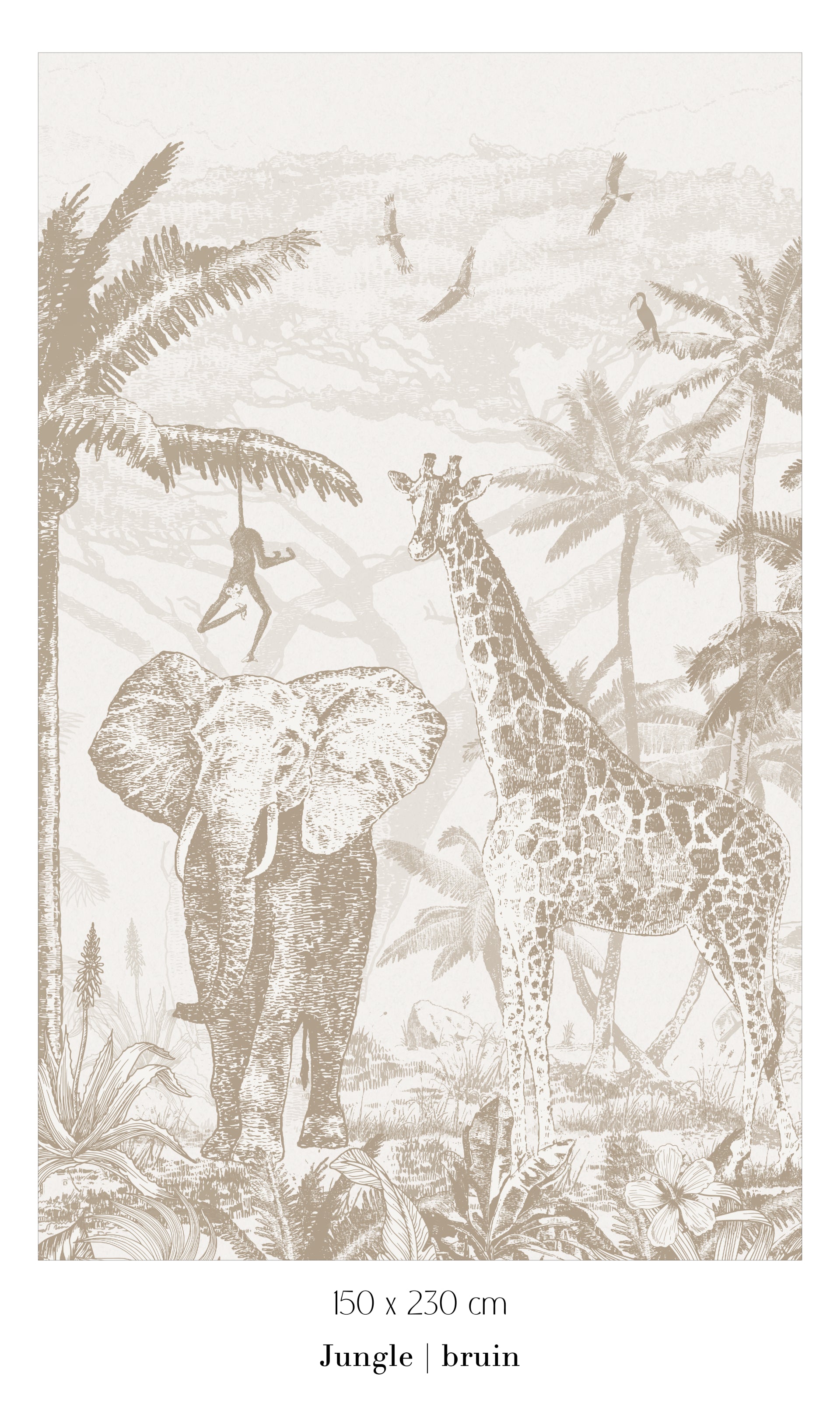 Collage behang Jungle - bruin