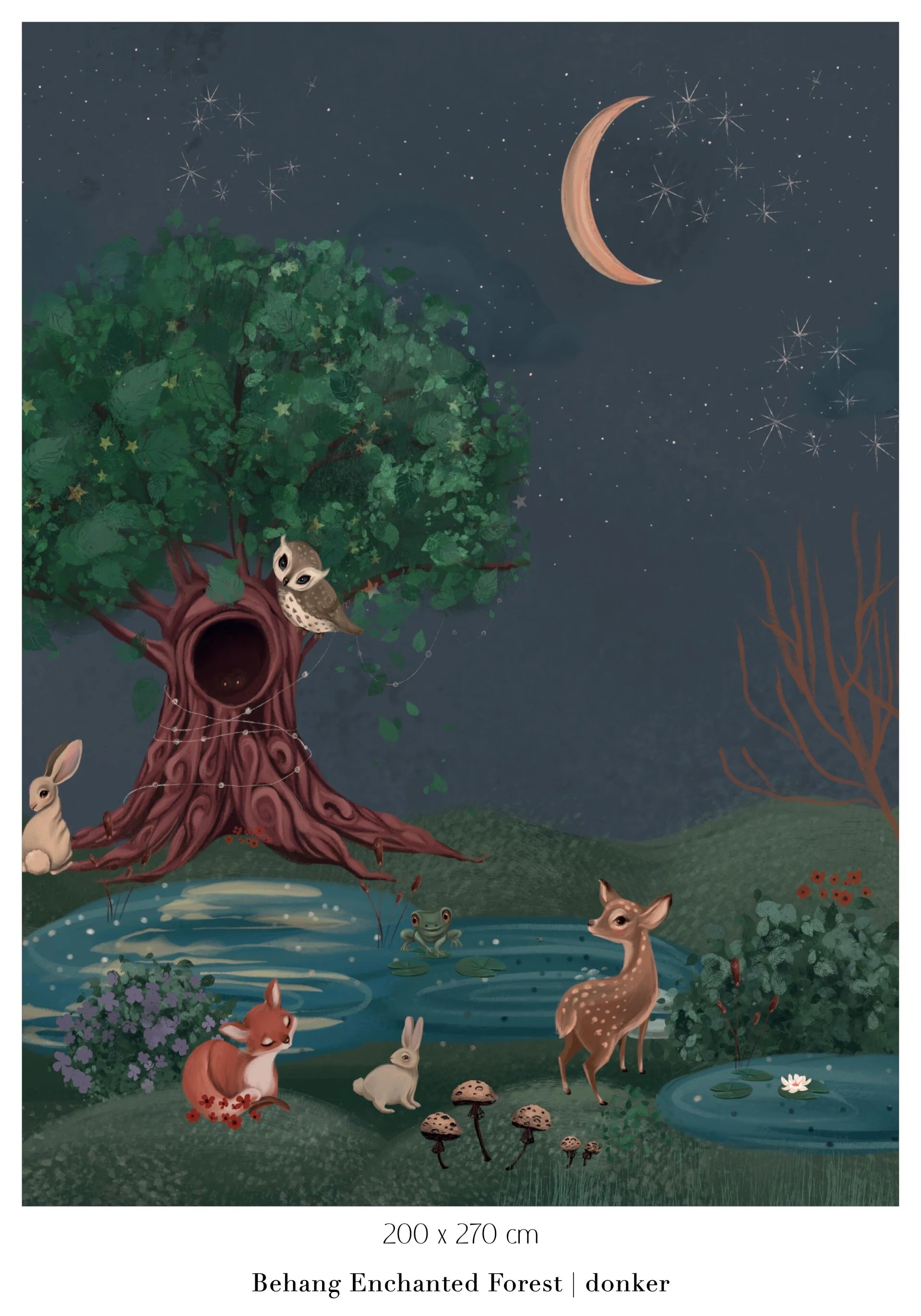 Collage behang Enchanted Forest - blauw