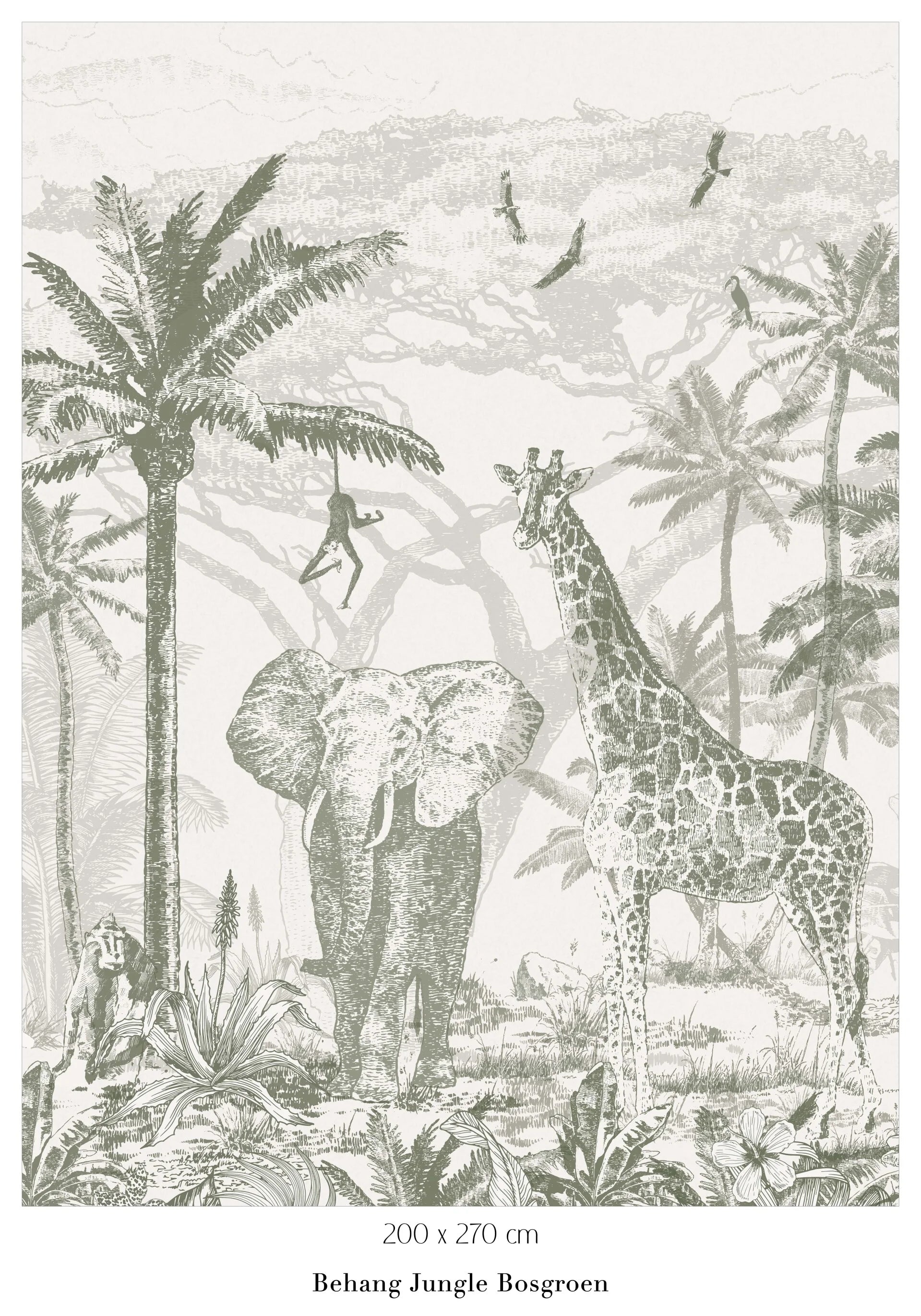 Collage behang Jungle - bosgroen