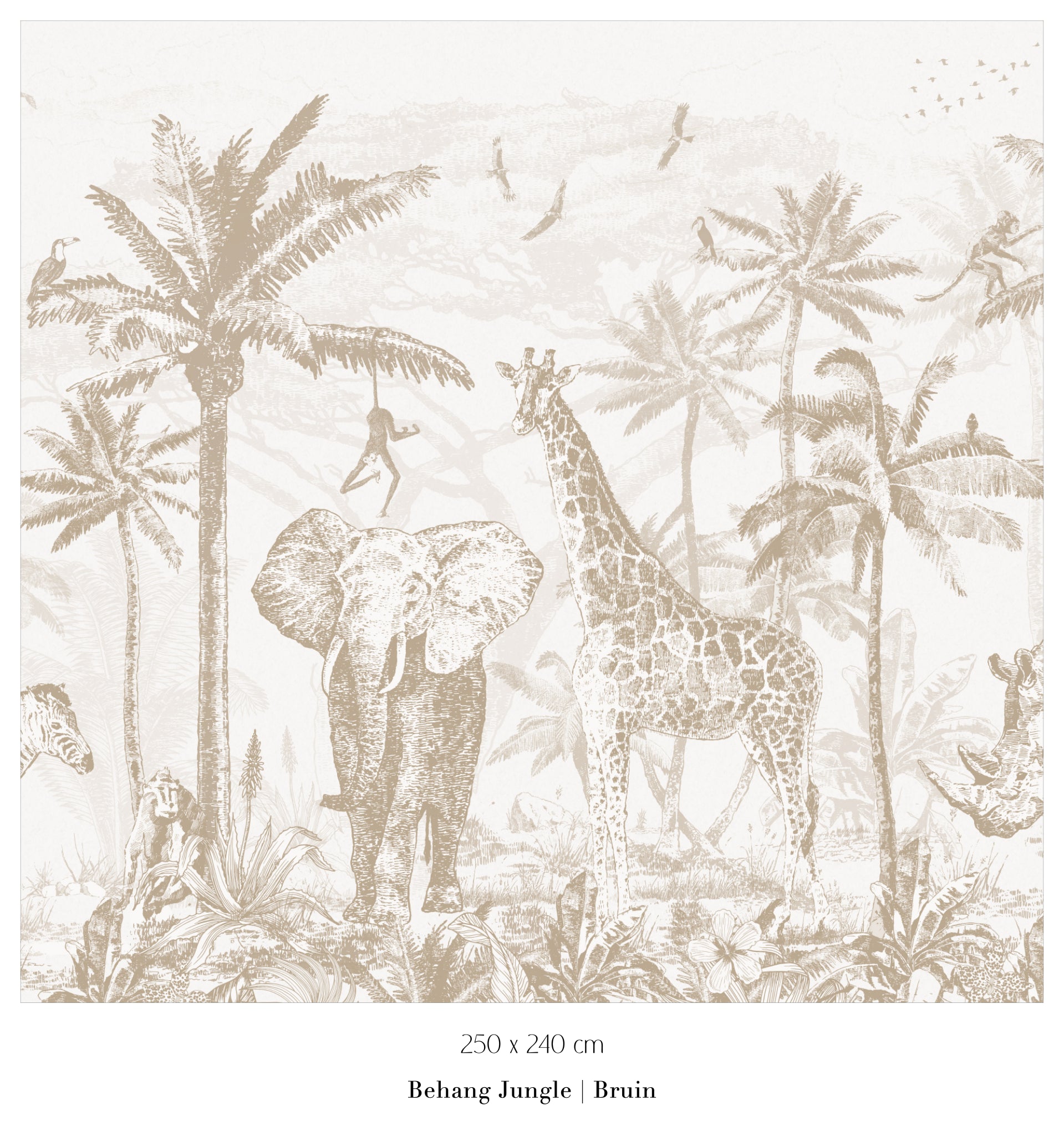 Collage behang Jungle - bruin