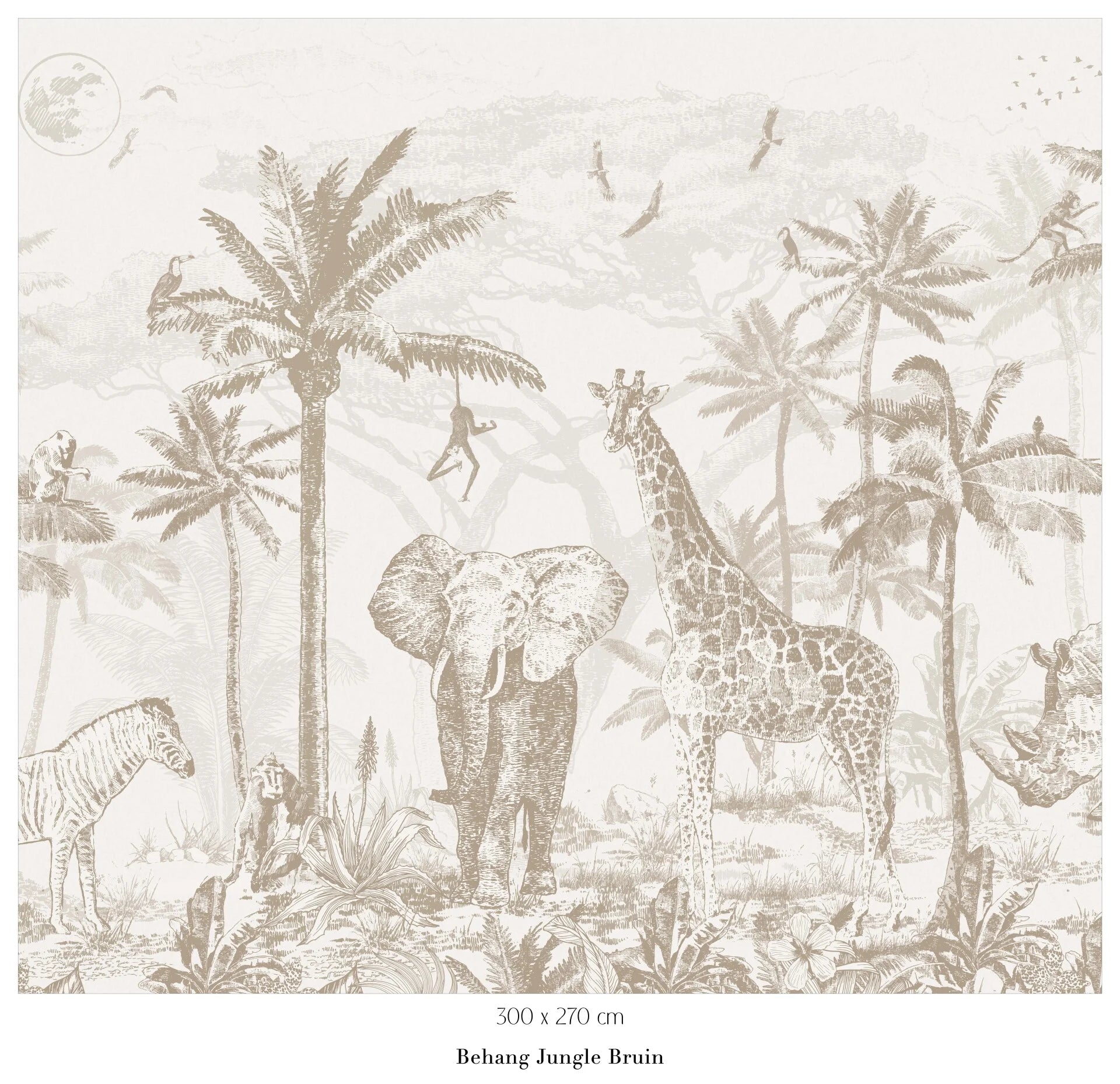 Collage behang Jungle - bruin