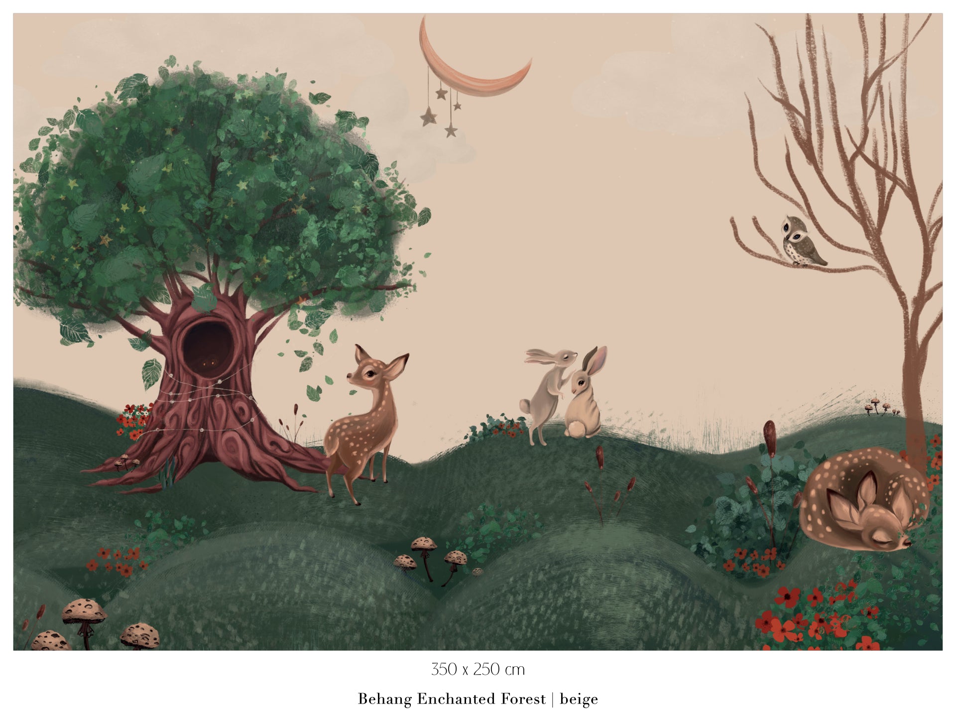 Collage behang Enchanted Forest - beige