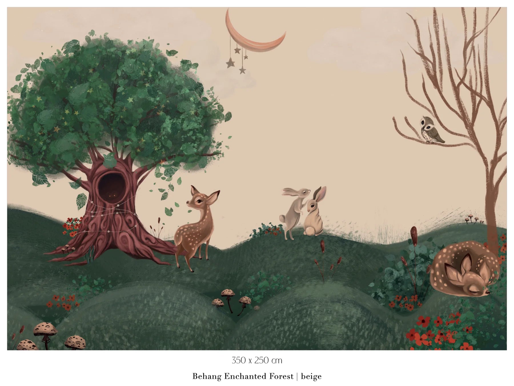 Collage behang Enchanted Forest - beige (aanbieding)