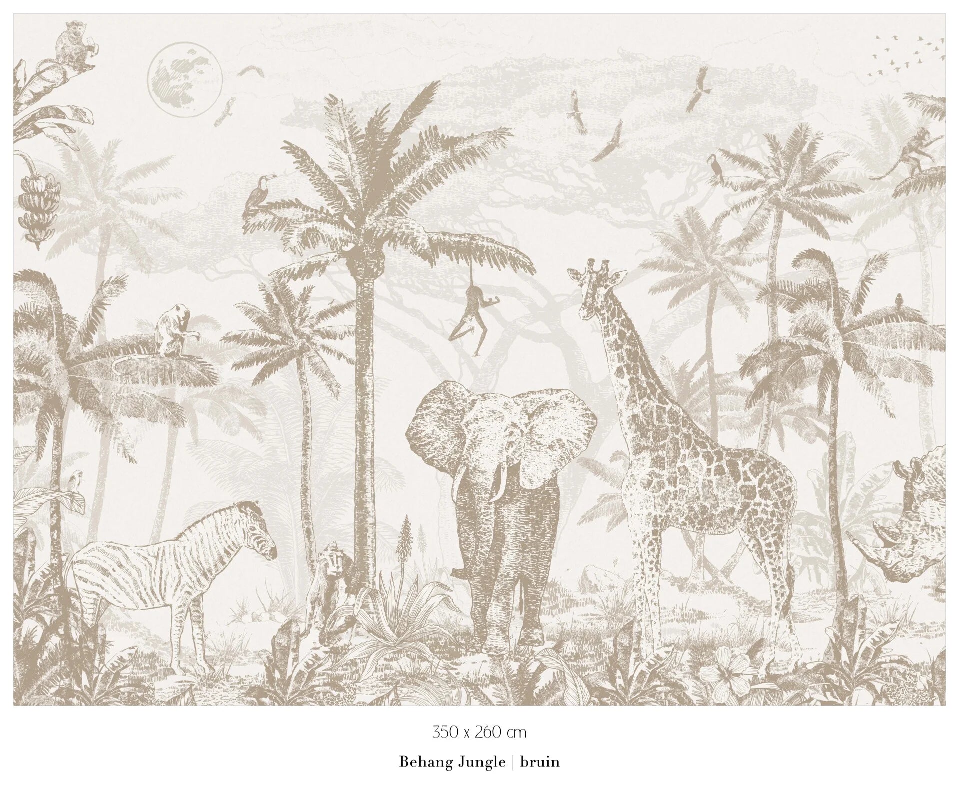 Collage behang Jungle - bruin