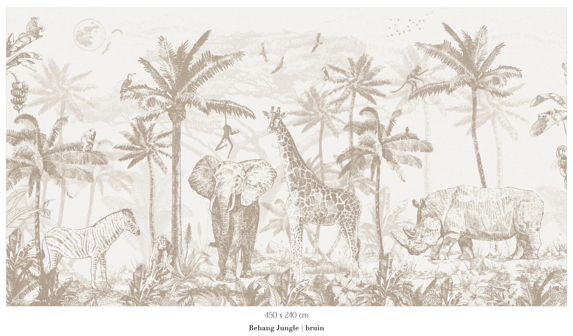 Collage behang Jungle - bruin
