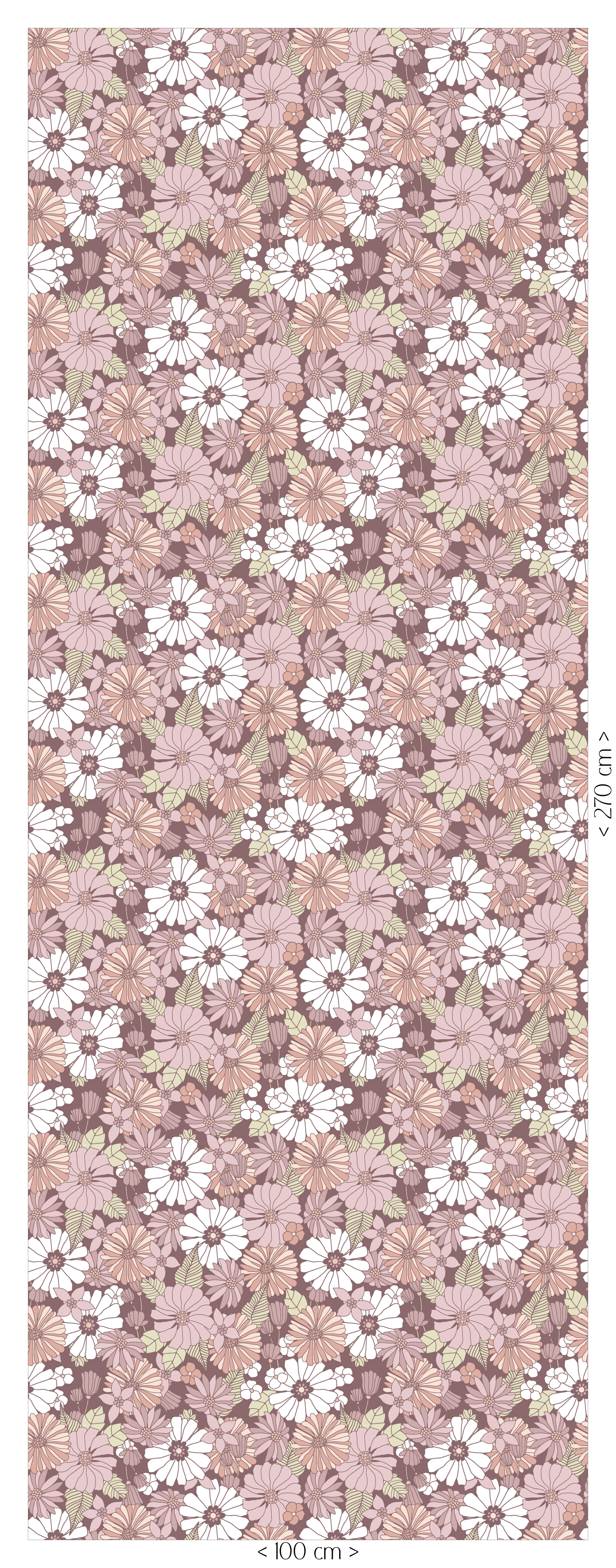 Wallpaper Retro Flowers - lilac