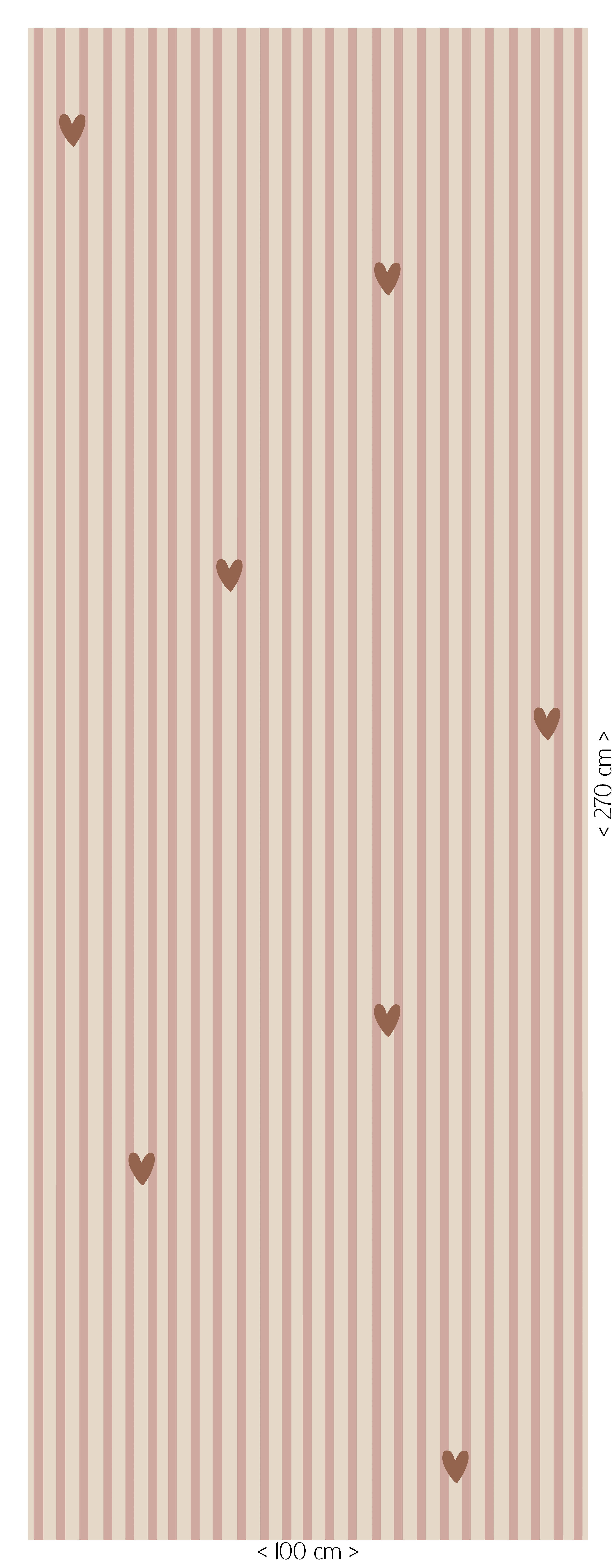 Behang Striped Hearts - powder blush