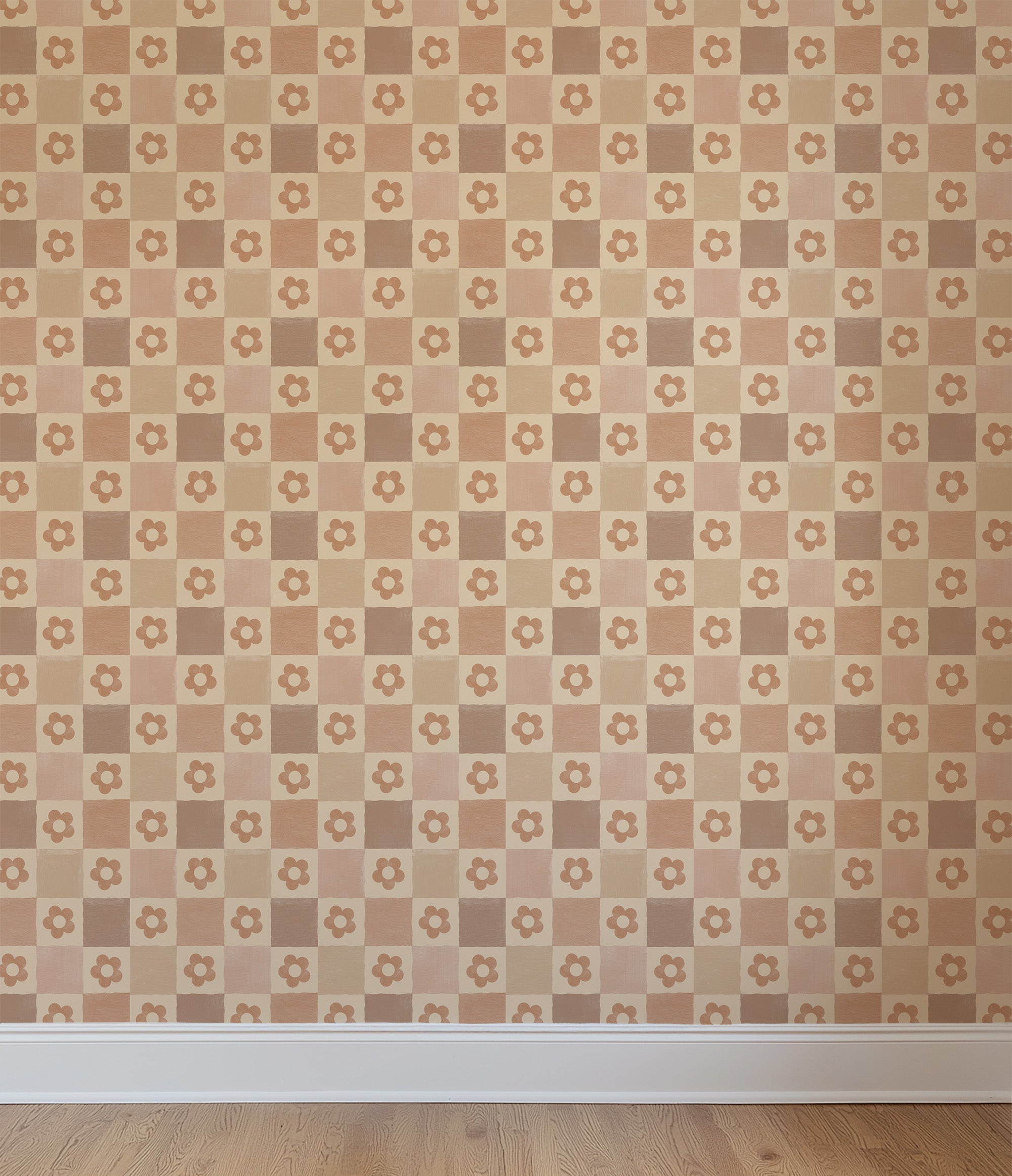 Wallpaper Check Check - nude with flowers
