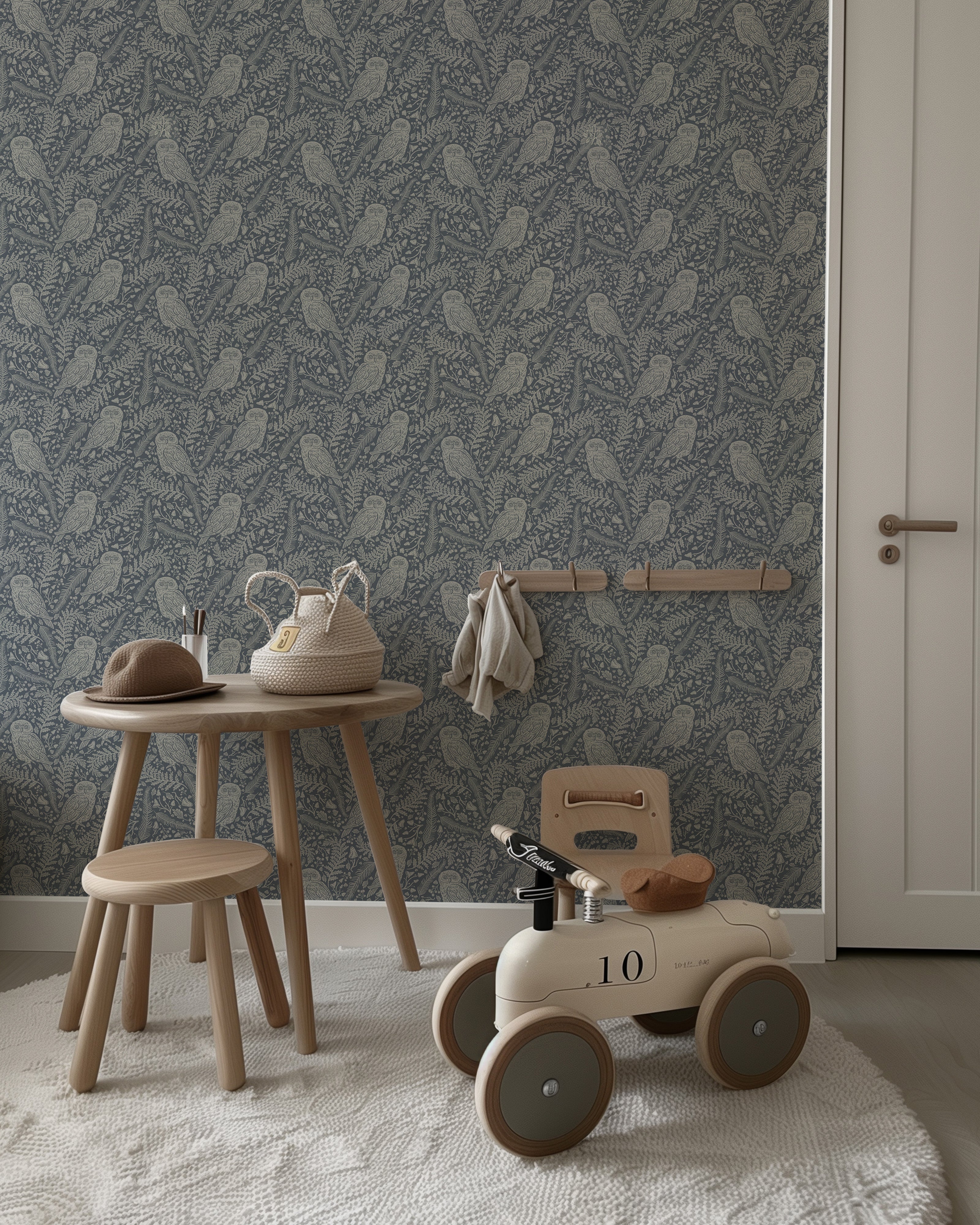 Behang Whispering Woods - blauw