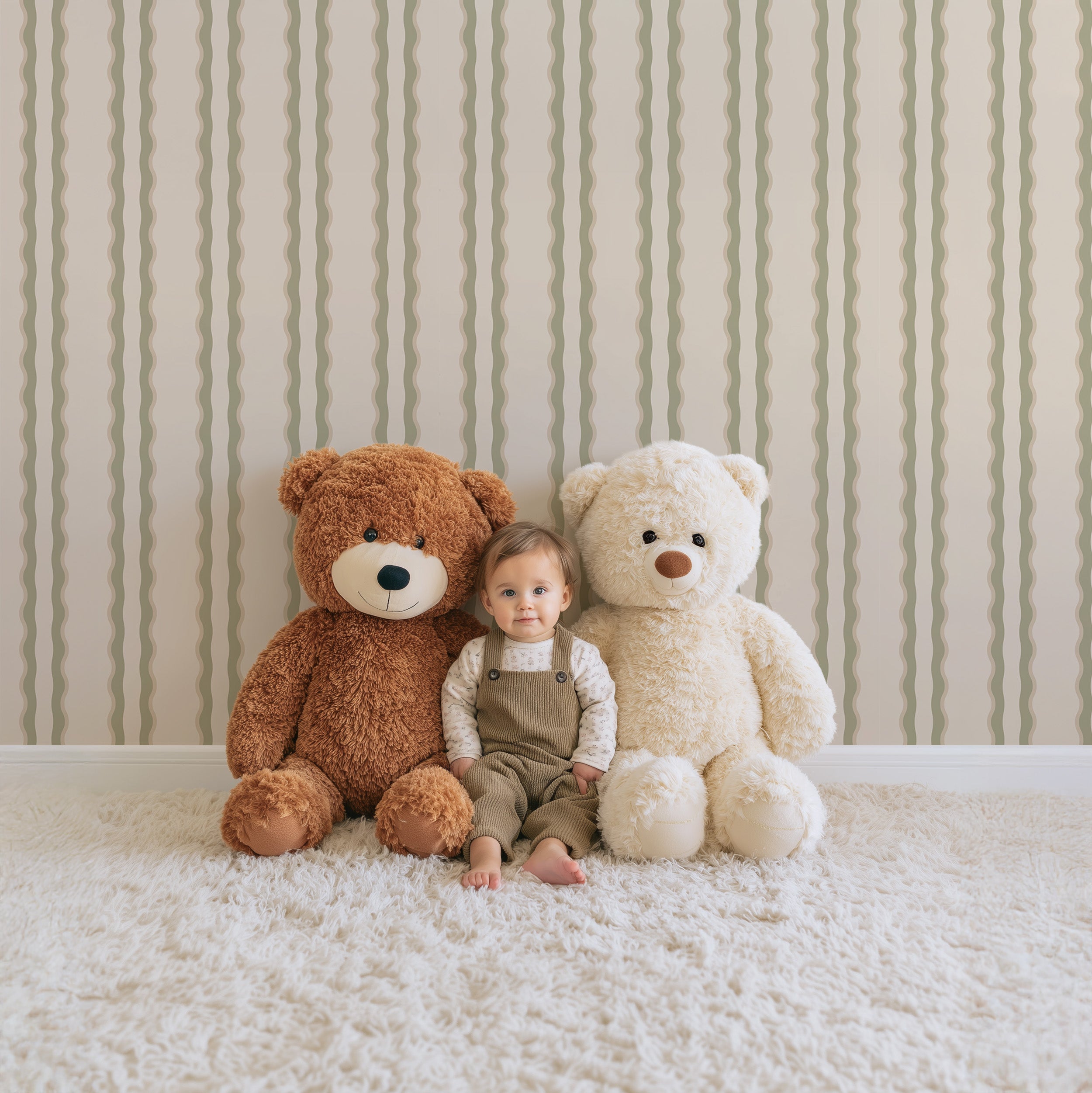 Behang Wobbly Waves - green